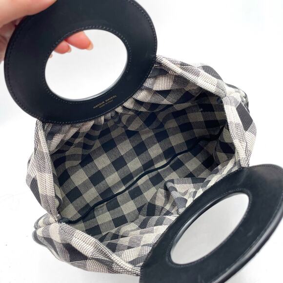 Mansur Gavriel Checkered Market Bag Black White Gingham Canvas‎ Large Plaid - Picture 9 of 10